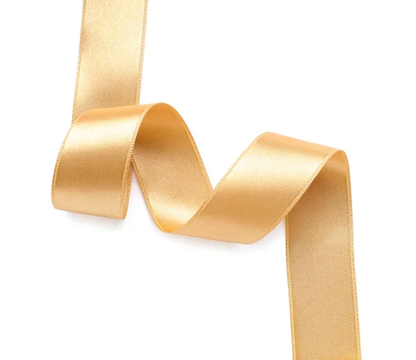 Beautiful Golden Ribbon White Background — Stock Photo, Image