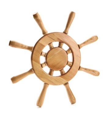 Gemi dümeni beyazda izole edildi