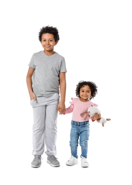 African American Children White Background — Stock Photo, Image