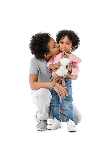 African American Children White Background — Stock Photo, Image