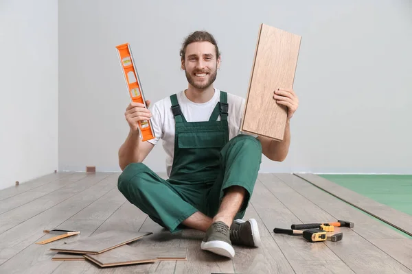 Carpenter Laminate Sample Ruler Room — Stock Photo, Image