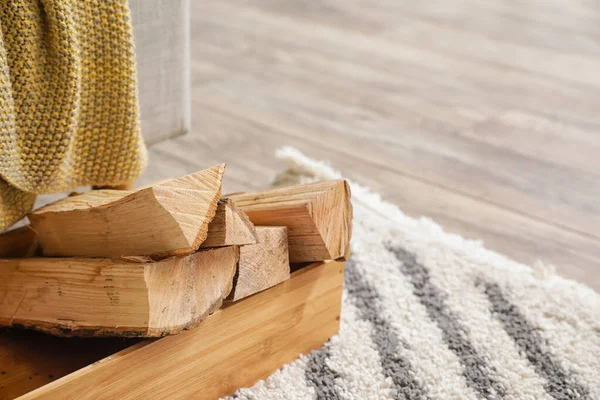 Box Firewood Floor Closeup — Stock Photo, Image