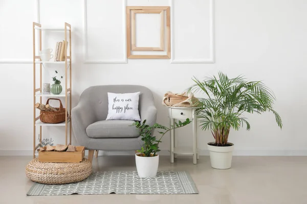 Interior Stylish Living Room Cozy Armchair — Stock Photo, Image