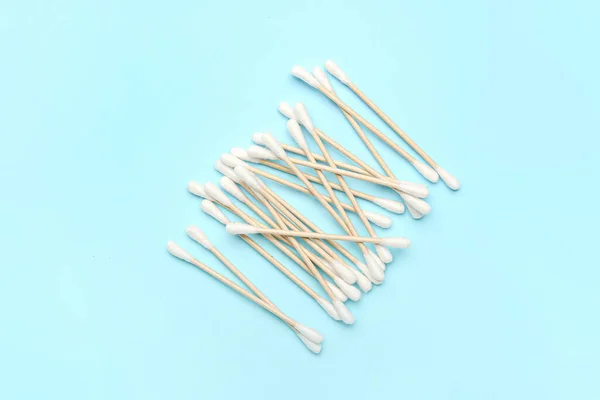 Cotton Swabs Color Background — Stock Photo, Image