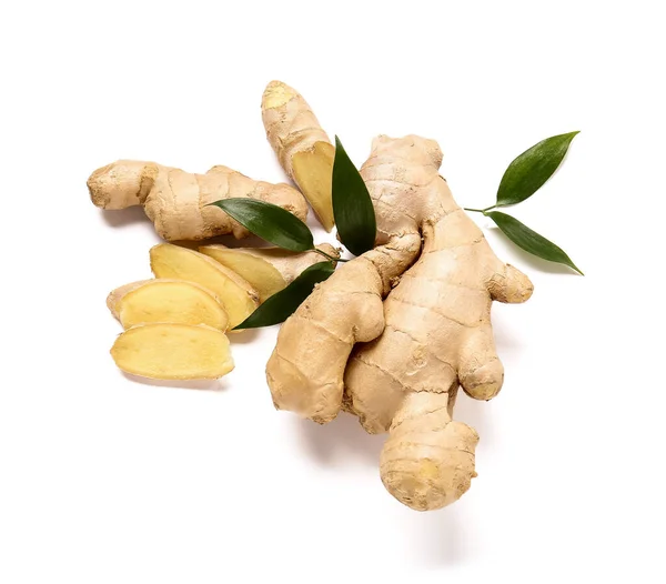 Fresh Ginger White Background — Stock Photo, Image