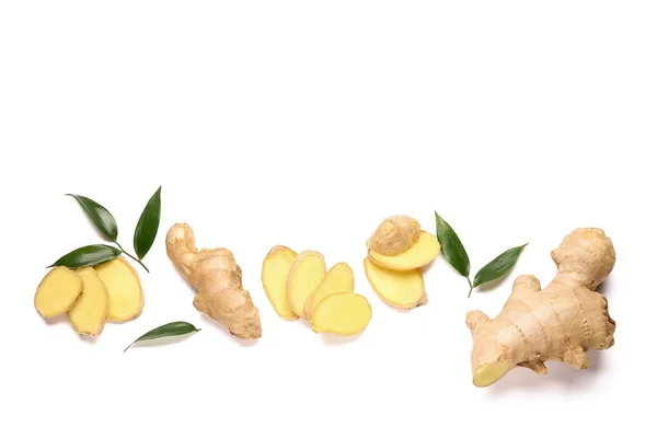 Fresh Ginger Slices White Background — Stock Photo, Image