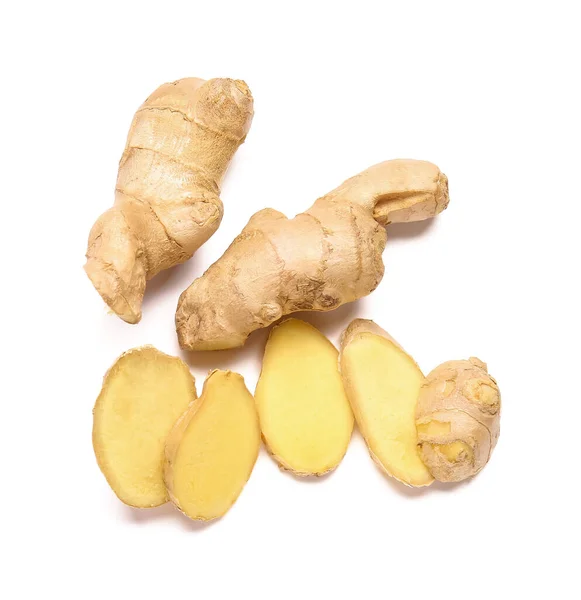 Fresh Ginger White Background — Stock Photo, Image