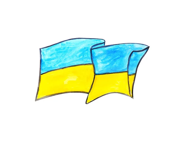 Drawing Ukrainian Flag White Background — Stock Photo, Image