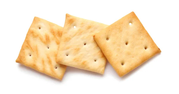 Leckere Cracker Auf Weißem Hintergrund — Stockfoto