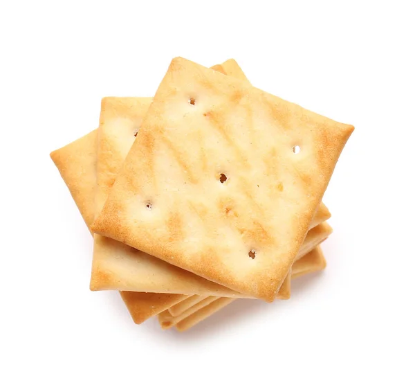 Leckere Cracker Auf Weißem Hintergrund — Stockfoto