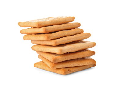 Beyaz arka planda lezzetli krakerler
