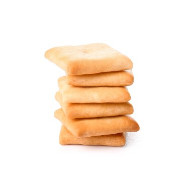 Beyaz arka planda lezzetli krakerler