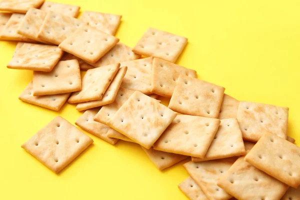 Tasty Crackers Color Background Closeup — Stock Photo, Image