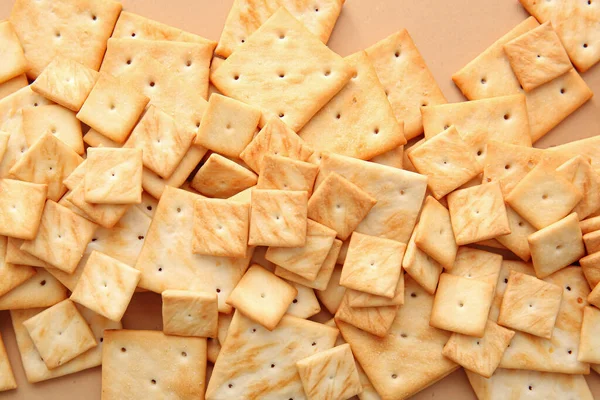 Tasty Crackers Color Background Closeup — Stock Photo, Image