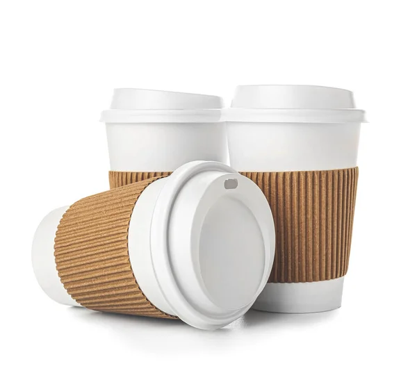 Takeaway Cups Coffee White Background — Stock Photo, Image