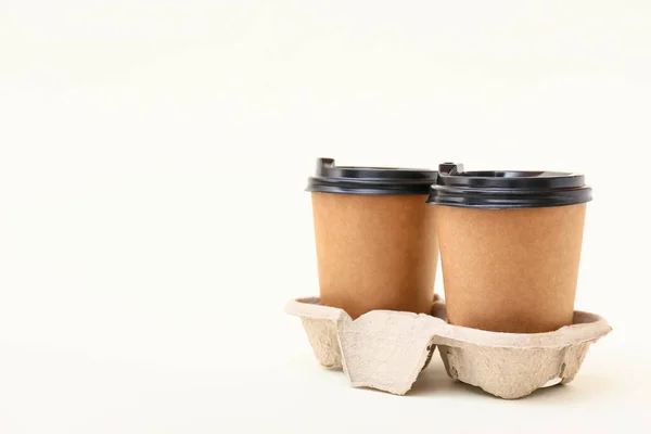 Taças Takeaway Para Café Fundo Branco — Fotografia de Stock