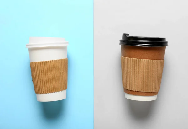 Takeaway Cups Coffee Color Background — Stock Photo, Image