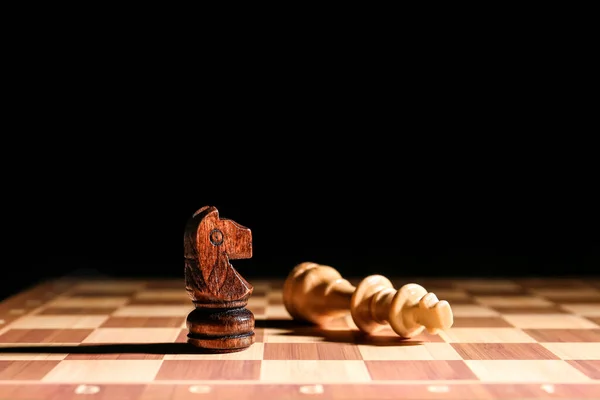 Chess Pieces Game Board Dark Background — Stock Photo, Image