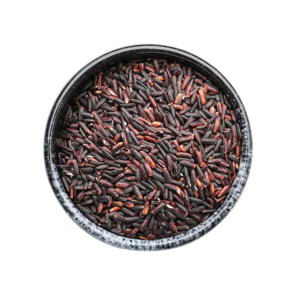 Bowl Black Wild Rice White Background — Stock Photo, Image