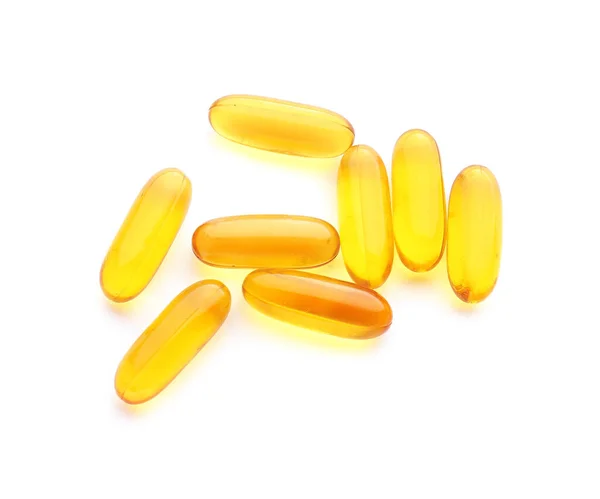 Fish Oil Capsules White Background — Stock Photo, Image