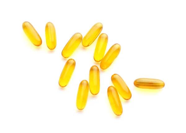 Fish Oil Capsules White Background Stock Picture