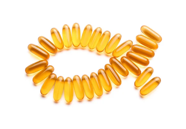 Fish Made Oil Capsules White Background Stock Image