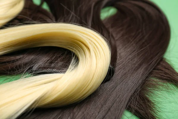 Strengen Van Bruin Blond Haar Kleur Achtergrond Closeup — Stockfoto