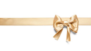 Beyaz arkaplanlı güzel altın kurdele