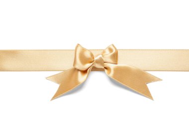 Beyaz arkaplanlı güzel altın kurdele