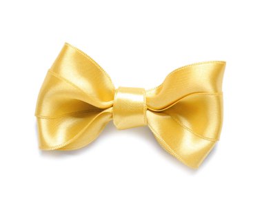 Beyaz arka planda güzel altın bir fiyonk