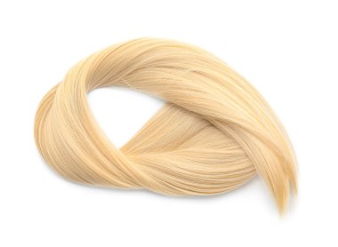 Beyaz arkaplanda sarı saç teli