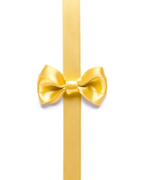 Beautiful Golden Ribbon Bow White Background — Stock Fotó