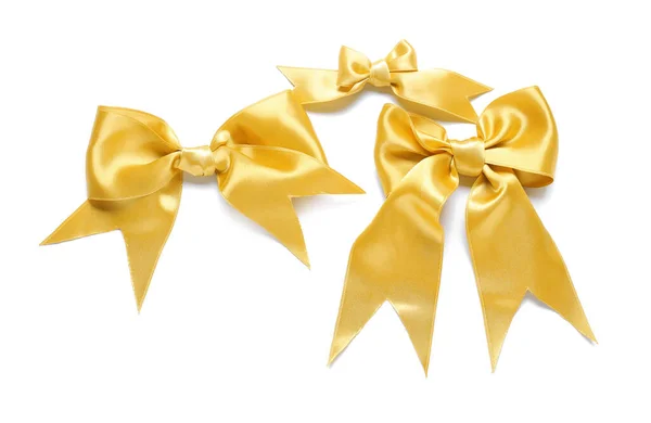 Beautiful Golden Bows White Background — Stock Photo, Image