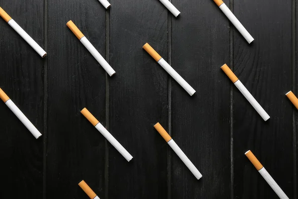 Cigarettes Dark Wooden Background — Stock Photo, Image