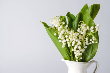 Işıklı arka planda güzel çiçekli bir sürahi.