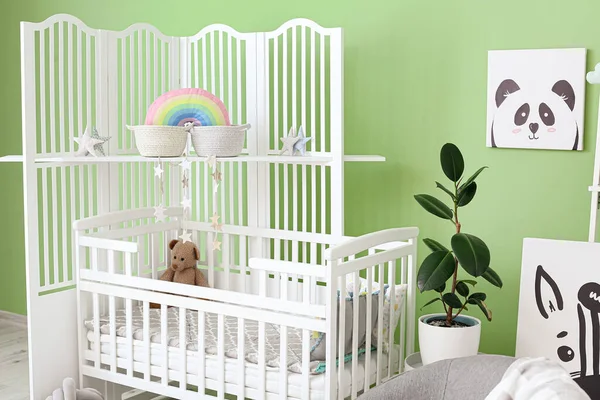 Interior Stylish Children Room Comfortable Bed — Stock Photo, Image