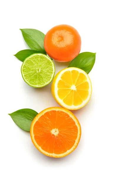 Friska Citrusfrukter Vit Bakgrund — Stockfoto