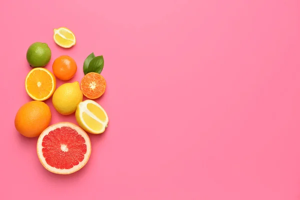 Healthy Citrus Fruits Color Background — Stock Photo, Image