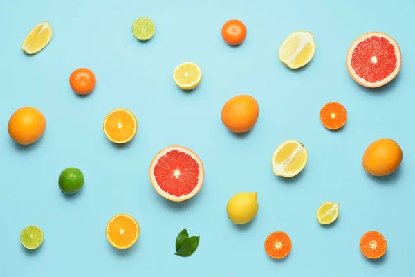 Healthy Citrus Fruits Color Background — Stock Photo, Image