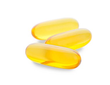 Beyaz arkaplanda balık yağı kapsülleri