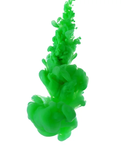 Abstract Splash Green Paint White Background — Stock Photo, Image