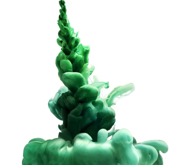 Abstract Splash Green Paint White Background — Stock Photo, Image