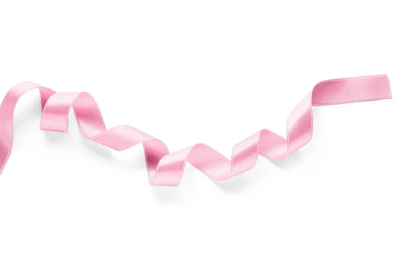 Mooi Roze Lint Witte Achtergrond — Stockfoto