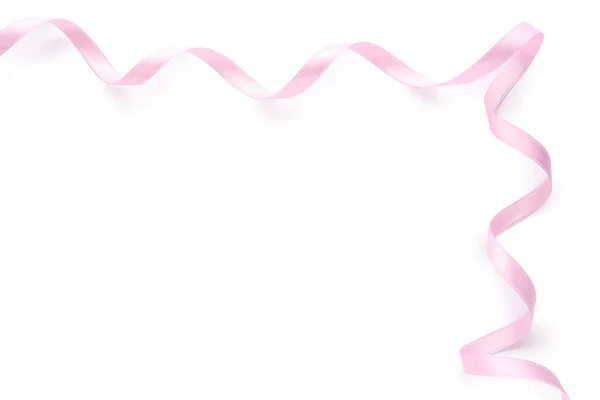 Beautiful Pink Ribbon White Background — Stock Photo, Image