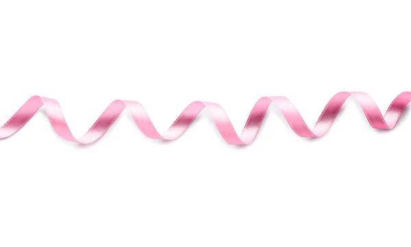 Beautiful Pink Ribbon White Background — Stock Photo, Image