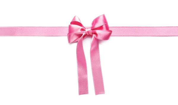 Mooi Roze Lint Met Strik Witte Achtergrond — Stockfoto