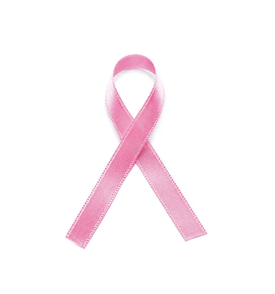 Różowa Wstążka Białym Tle Koncepcja Świadomości Raka Piersi — Zdjęcie stockowe