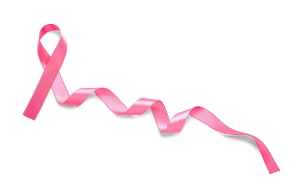 Nastro Rosa Sfondo Bianco Concetto Sensibilizzazione Sul Cancro Seno — Foto Stock