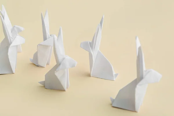 Origami Rabbits Color Background Closeup — Stock Photo, Image