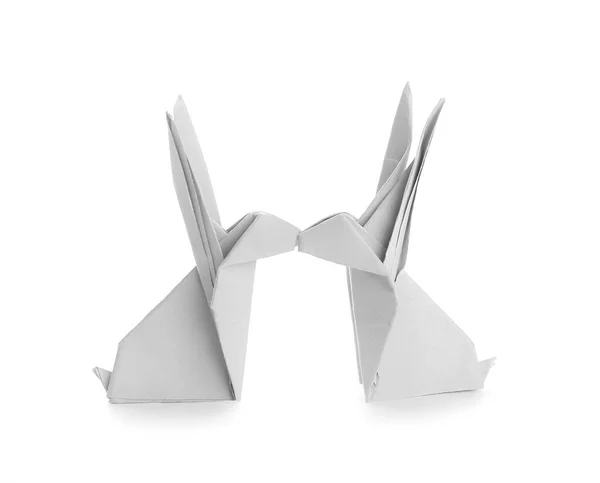Origami Conigli Sfondo Bianco — Foto Stock